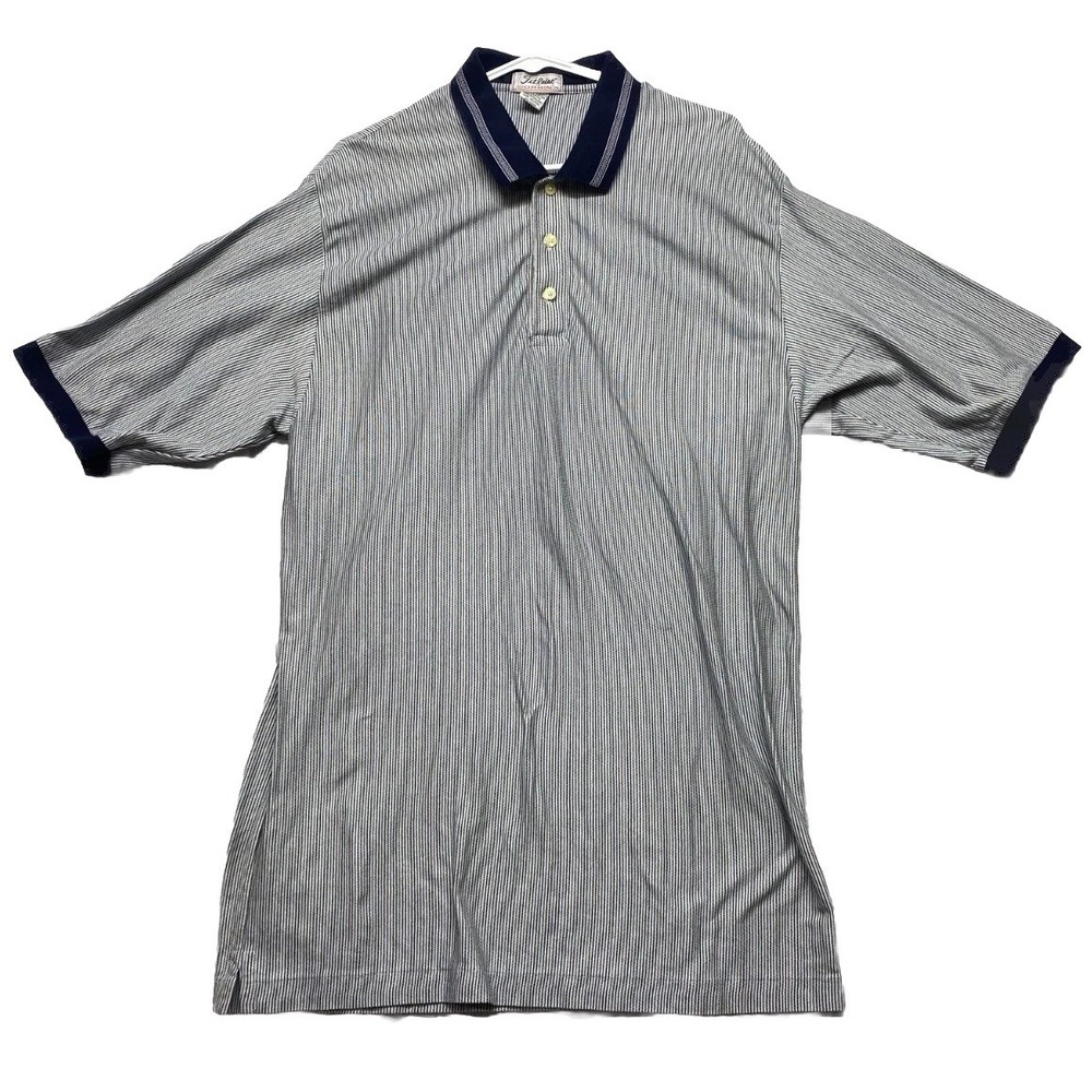 Titleist by Corbin Polo Shirt Mens XL Blue White Striped Combed Cotton Golf